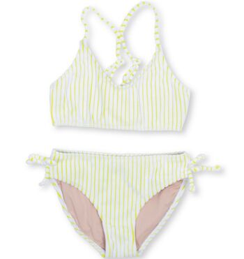 Lemon Stripe Terry Bikini noué au dos pour filles 1