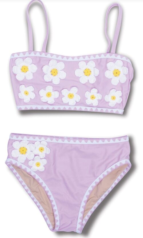 Crochet Lavender Daisy Girls Bikini
