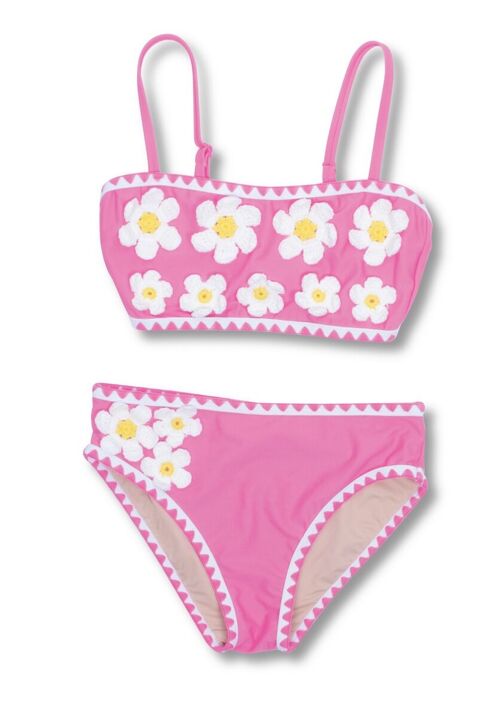 Crochet Pink Daisy Girls Bikini