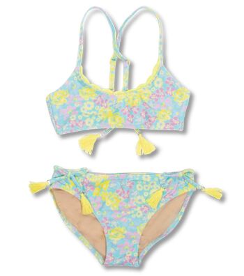 Bikini à bordure en crochet pour filles à fleurs aquarelle 1