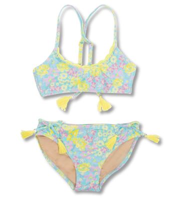 Bikini à bordure en crochet pour filles à fleurs aquarelle 6
