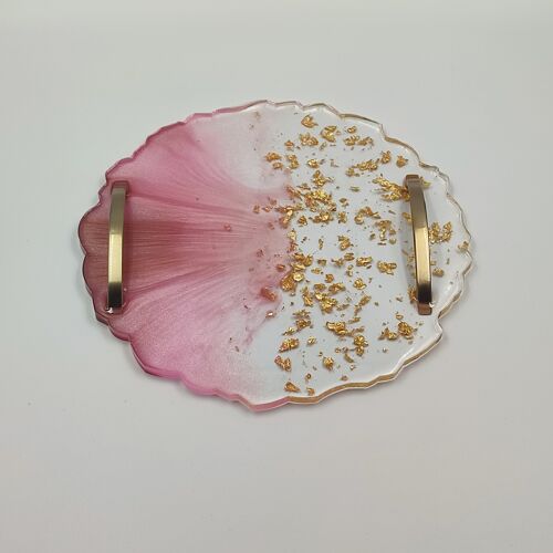 Tray pink and gold in round shape