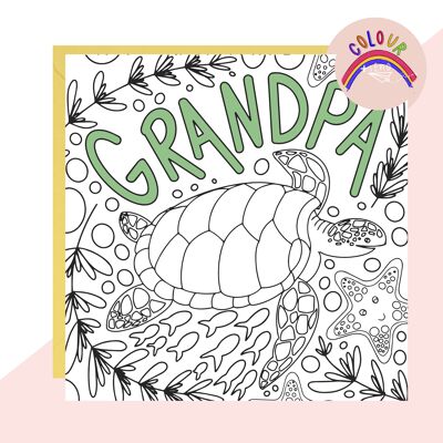 Farbe + Senden Sie die Meeresschildkrötenkarte „Opa“.