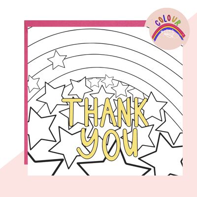 Colorea + envía la tarjeta arcoíris 'Thank You'