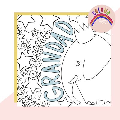 Colour + Send 'Grandad' Elephant Card