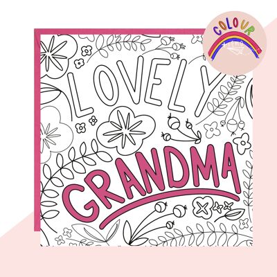 Colour + Send 'Lovely Grandma' Floral Card