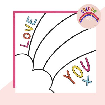 Colour + Send 'Love You' Rainbow Card