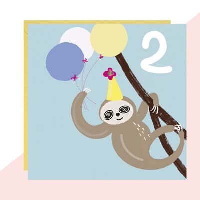2nd Birthday Sloth Card
