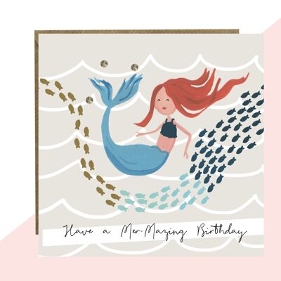 Have A Mer-Mazing Birthday' Mermaid Card