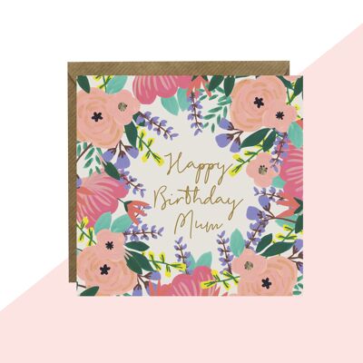 Mini carte florale joyeux anniversaire maman