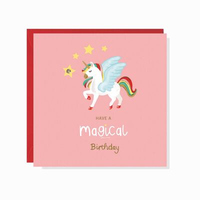 Carta di unicorno di compleanno magico