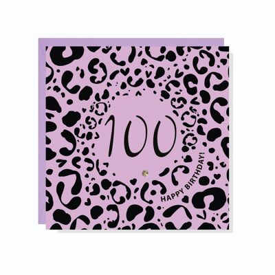 Age 100 Leopard Print Card