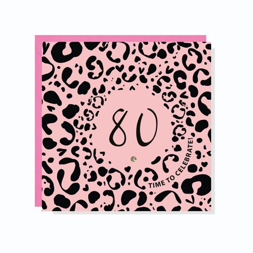 Age 80 Leopard Print Card