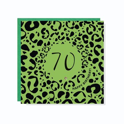 Tarjeta con estampado de leopardo de 70 años