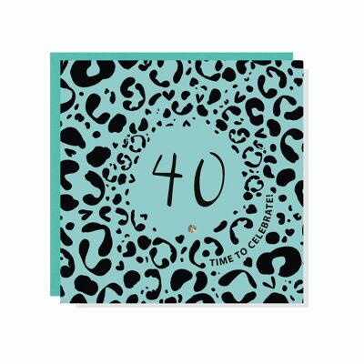 Age 40 Leopard Print Card