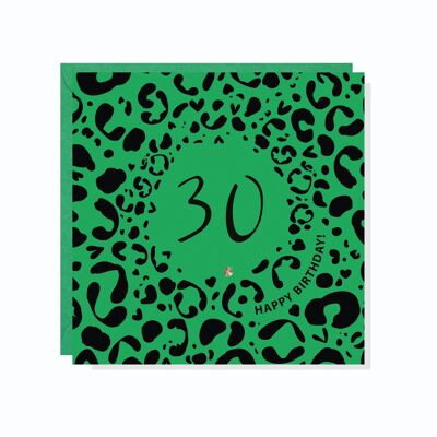 Age 30 Leopard Print Card
