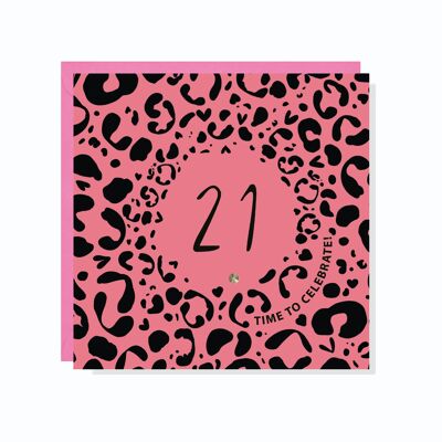 Age 21 Leopard Print Card