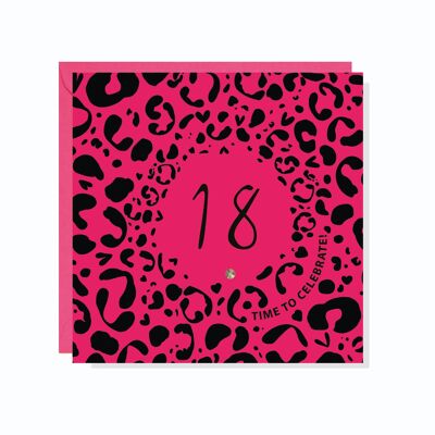 Age 18 Leopard Print Card