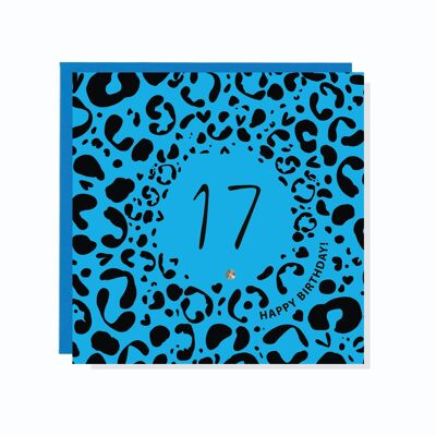 Age 17 Leopard Print Card