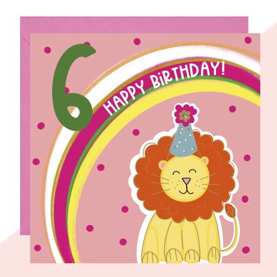 6th Birthday Lion Card