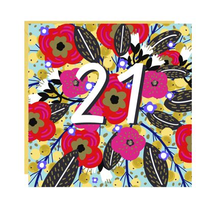 Carte florale du 21e anniversaire