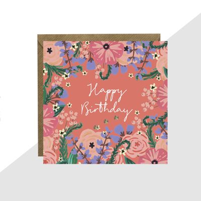 Mini carte florale joyeux anniversaire