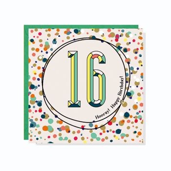 Carte Confetti + Sprinkles 16 ans