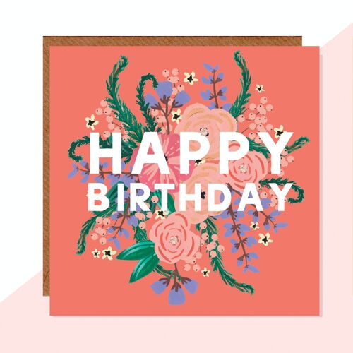 Birthday Orange Floral Card