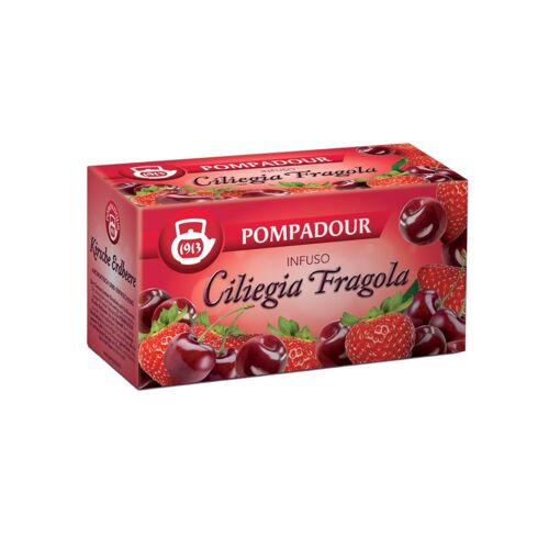 Pompadour 1913 | Flavored Fruit Blend | Cherry & Strawberry Herbal Tea | Fruit Flavor Infusion Without Caffeine - 20 Tea Bags (60 Gr)