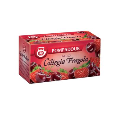 Pompadour 1913 | Aromatisierte Fruchtmischung | Kirsch-Erdbeer-Kräutertee | Fruchtgeschmacksaufguss ohne Koffein - 20 Teebeutel (60 Gr)