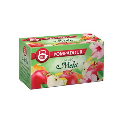 Pompadour 1913 | Flavored Apple Blend | Apple Infusion Without Caffeine - 20 Tea Bags (60 Gr) | Apple Flavor Herbal Tea with Hibiscus and Orange