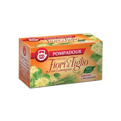 Pompadour 1913 | Linden Flowers Infusion with Lemongrass | Soothing and Relaxing Herbal Tea 100% Natural Without Caffeine - 20 Tea Filters (35 Gr)