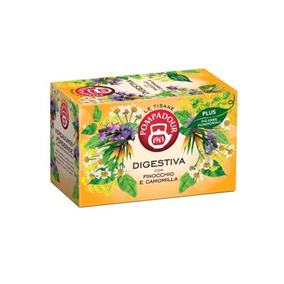 Pompadour 1913 | Digestive Herbal Tea Plus based on Aromatic Herbs | Infused with Fennel and Chamomile - 18 Tea Bags (39.6 Gr) | Caffeine Free Tea