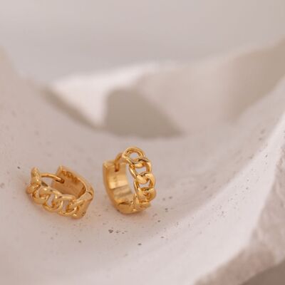 Chain Huggies Hoop 18k Gold Plated Earrings