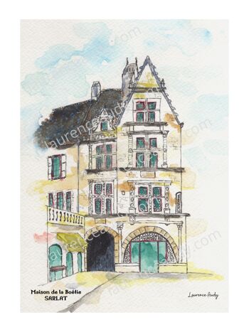 24-SARLAT-MAISON BOETIE-AQUARELLE 11