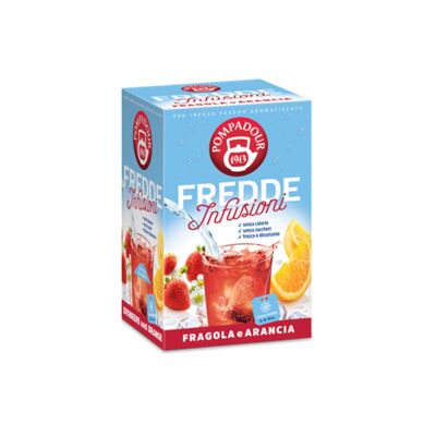 Pompadour 1913 | Infusions Froides Fraise & Orange | Sachets d'infusion d'eau froide - 18 sachets de thé (45 gr) | Tisane Froide Fraise Orange