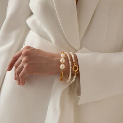 Bracelet en perles épaisses en or (plaqué or 18 carats)