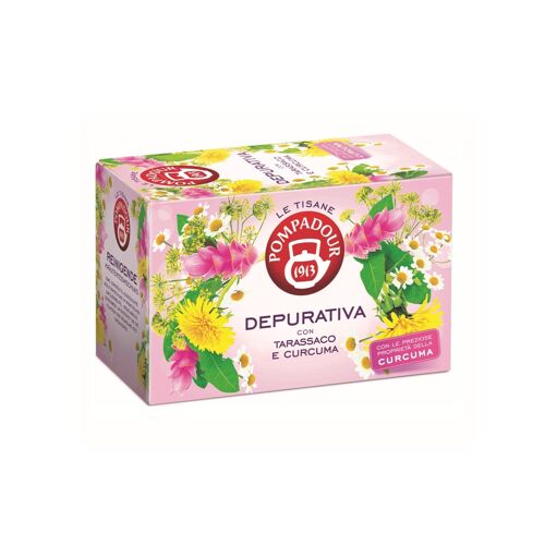 Pompadour 1913 | Purifying Herbal Tea | Dandelion and Turmeric Infusion | Herbal Infusion Mix - 18 Tea Bags (39.6 Gr)