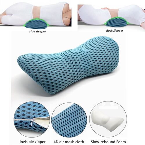 Lumbar Support Pillow For Sleeping, Memory Foam Back Waist Cushion