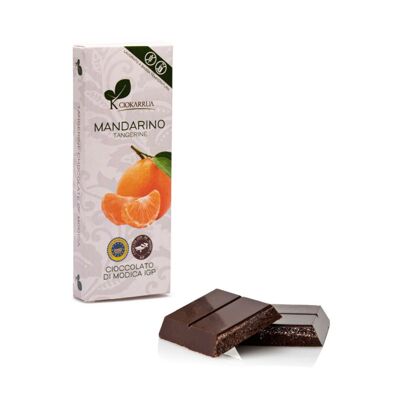 Ciokarrua | Modica Schokolade Mandarine | Verarbeitete Rohschokolade Modica IGP | Laktosefreier Schokoriegel | 1 Mandarinenriegel - 100 Gr.