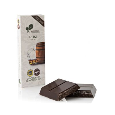 Ciokarrua | Cioccolato di Modica IGP Aroma Rum Senza Glutine | Cioccolato Crudo Lavorato Modica | Barretta di cioccolato senza lattosio | Cioccolato 1 Tavoletta - 100 Gr