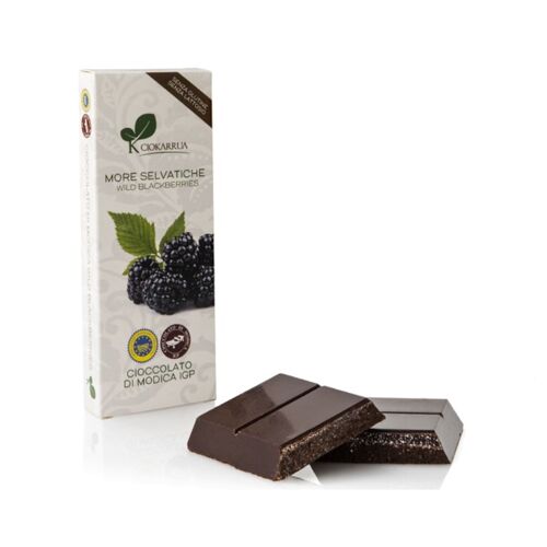Ciokarrua | Modica Chocolate IGP Wild Blackberries Gluten Free | Processed Raw Chocolate Modica | Lactose Free Chocolate Bar | Chocolate 1 Tablet - 100 Gr