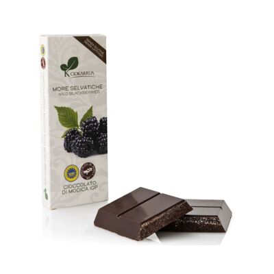 Ciokarrua | Modica Chocolat IGP Mûres Sauvages Sans Gluten | Chocolat cru transformé Modica | Barre de chocolat sans lactose | Chocolat 1 Tablette - 100 Gr
