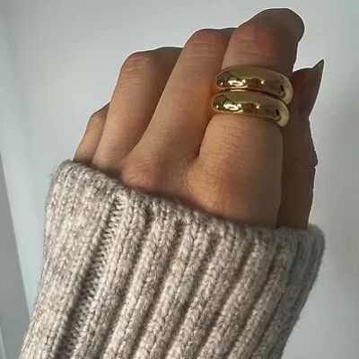 Gold Double Band Rings Size Medium (18k Gold Plated)