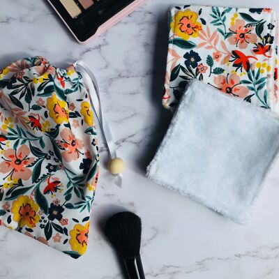 Washable make-up remover wipes + pouch