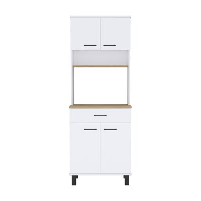 Credenza buffet da cucina Z60, con cassetto 160 cm di larghezza x 58 cm di larghezza x 35 cm di profondità. Bianco/Macadamia