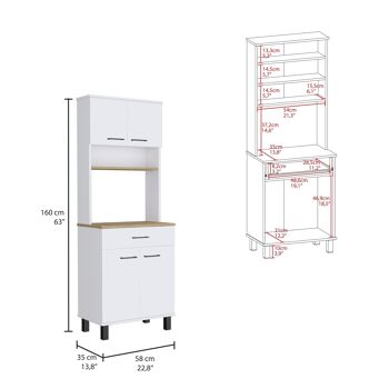 Buffet Buffet de Cuisine Z60, avec Tiroir 160 CM L X 58 CM L X 35 CM P. Blanc / Macadamia 3