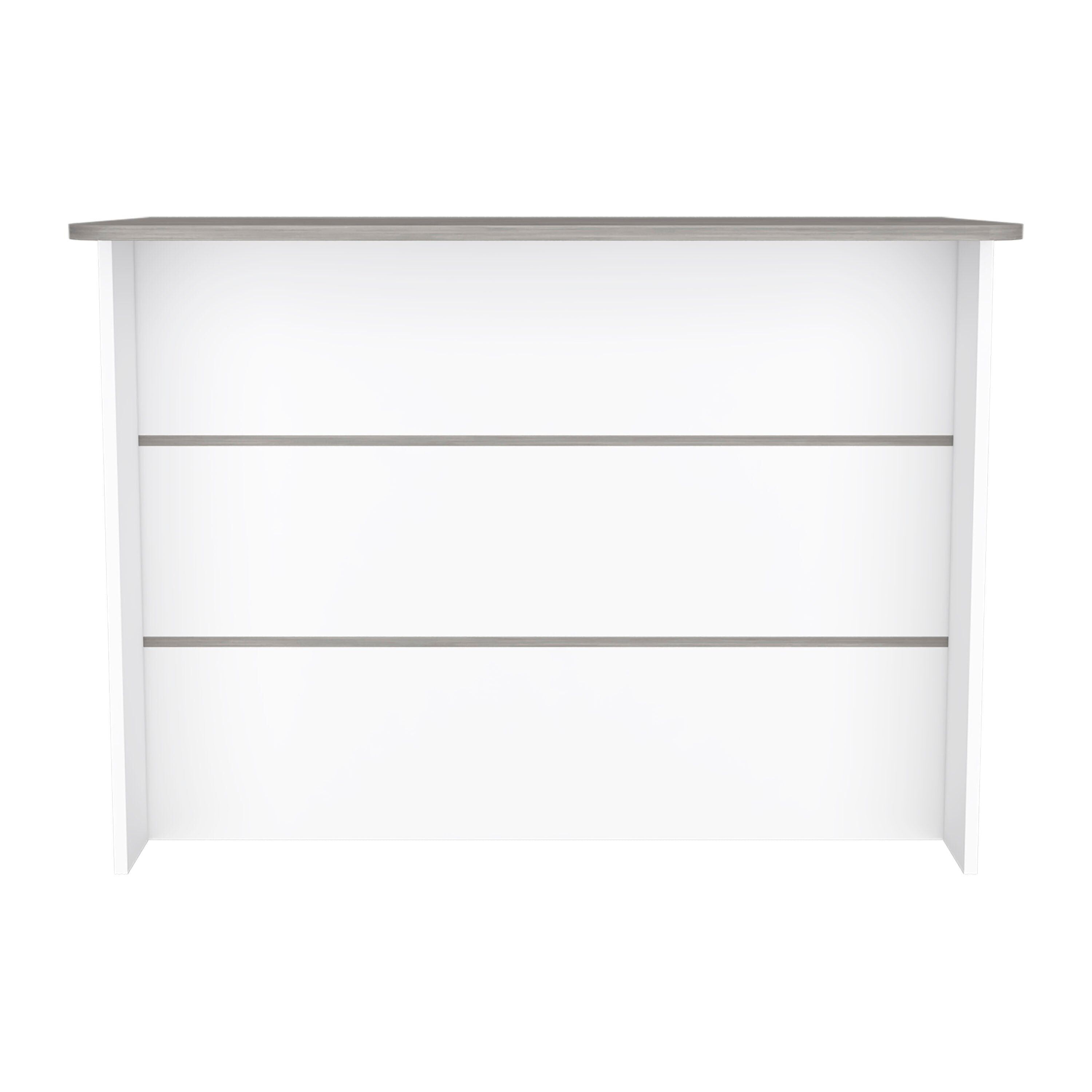 Fendi Kitchen Bar, with three shelves 90 CM H X 120 CM W X 60 CM D. White / Cement