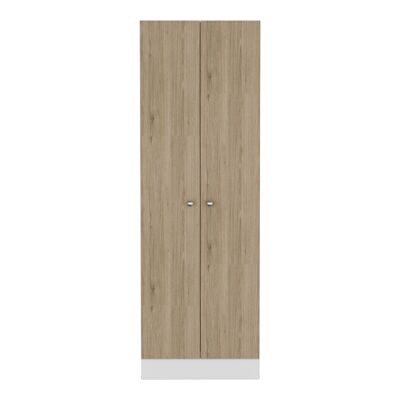 Multifunctional Wardrobe Z 60, with two doors and shelves 180.3 CM H X 60 CM W X 30 CM D. White / Rovere