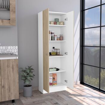 Armoire multifonctionnelle Z 60, avec deux portes et étagères 180,3 CM H X 60 CM L X 30 CM P. Blanc / Rovere 4